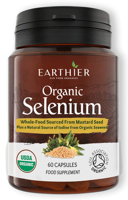 Organic Selenium 200 mcg with Iodine & Silica - Certified Organic Whole Foods | Two Month Supply