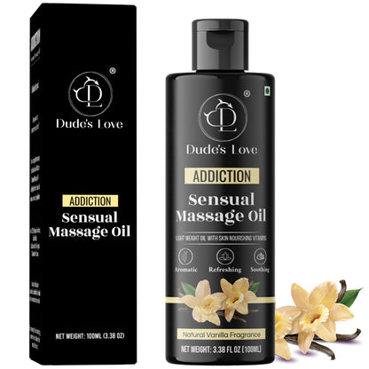 Organic Sensual Delights Vanilla Massage Oil - No Stain & Non-Sticky | Fractionated Coconut Oil, Jasmine
