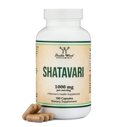 Organic Shatavari Capsules - 1000mg per Serving, 90 Day Supply | Double Wood