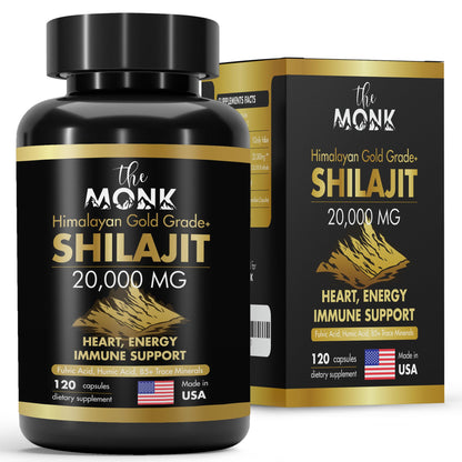 Organic Shilajit Gold Grade Plus – Fulvic & Humic Acids, 120 Capsules, USA Made