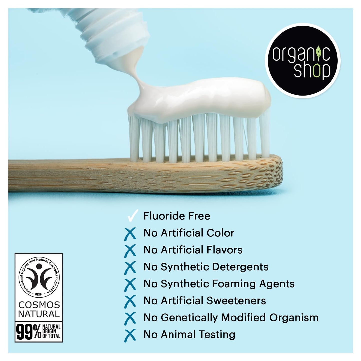 Organic Shop Cherry Toothpaste – Cavity Protection, Natural Ingredients, Fluoride-Free, Vegan & COSMOS Natural Certified – Pack of 2