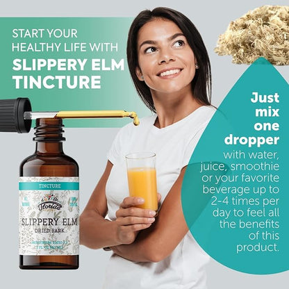 Slippery Elm Tincture 4 oz – Organic Herbal Extract | Alcohol Free | Vegan Liquid Supplement