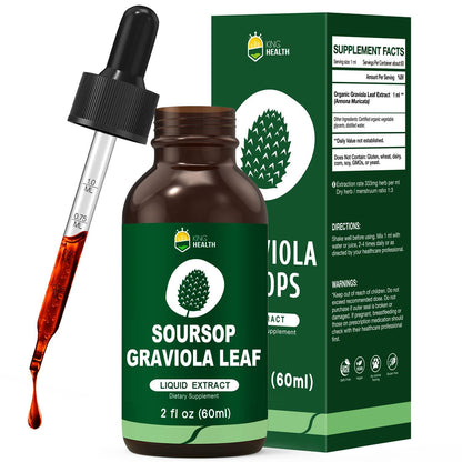 Organic Soursop Graviola Leaf Extract Liquid Drops | Soursop Bitters Liquid | High Absorption, Enhanced Bioavailability | Vegan, Non-GMO, Gluten Free | Immune Support | 2 Fl Oz
