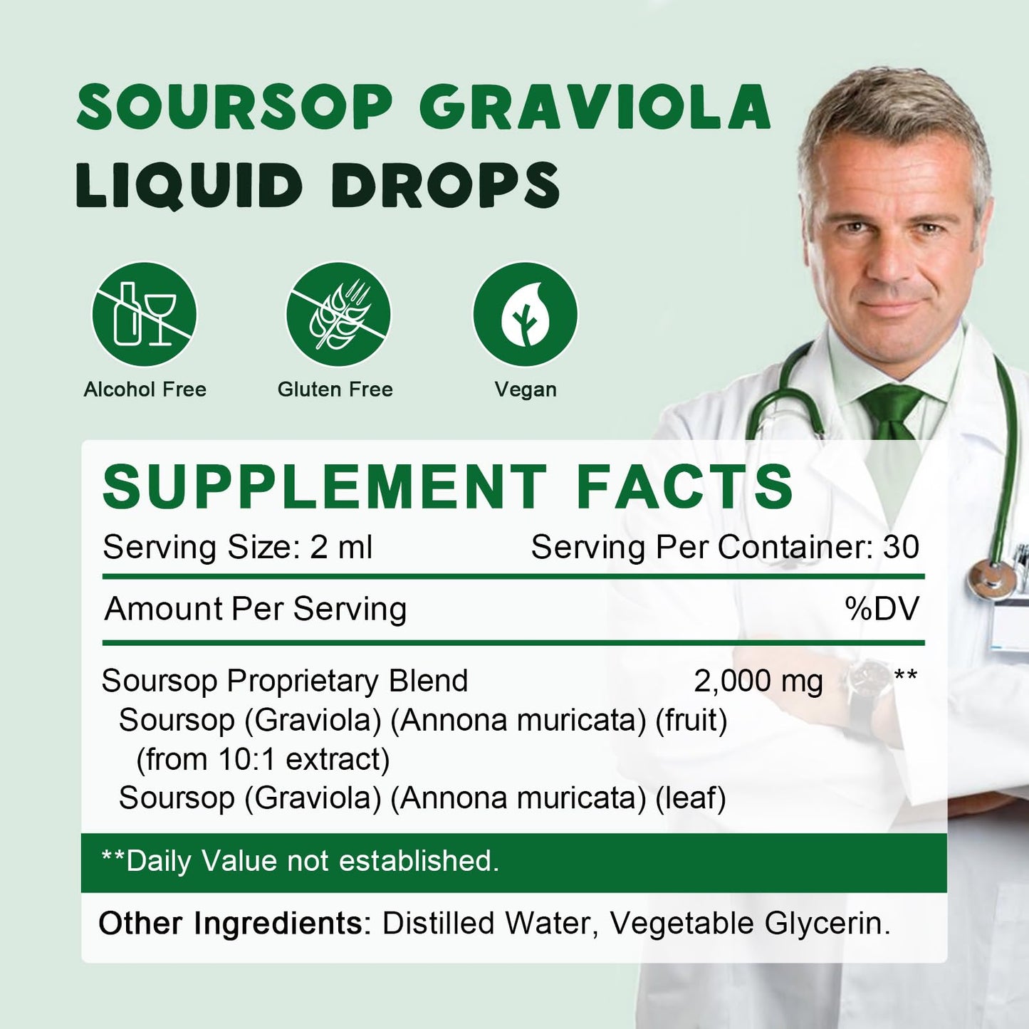 2 Pack Organic Soursop Graviola Liquid Drops | Immune Support & Antioxidant