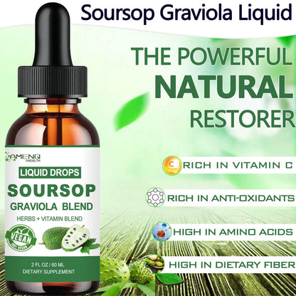 Soursop Graviola Liquid Drops – Organic 16-in-1 Immune Support (2 fl oz) with Sea Moss, Elderberry, Vitamin C & Zinc