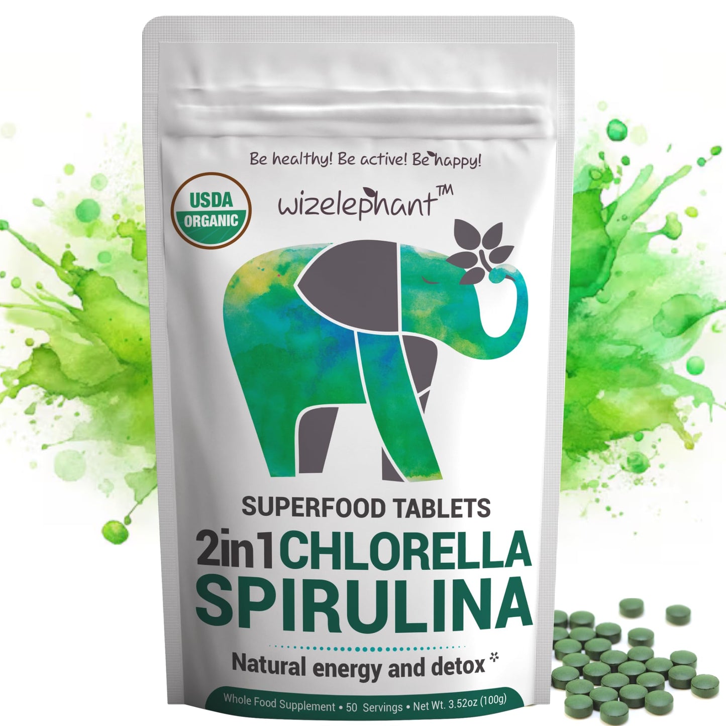 Organic Spirulina Chlorella Tablets – 50 Servings | 2-in-1 Algae Supplement with Broken Cell Wall for Immune Support, Detox & Energy