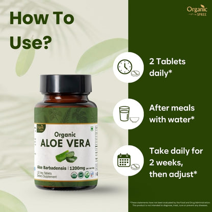 Organic Spree Aloe Vera Tablets | USDA Organic Aloe Barbadensis | Supports Digestion & Skin Health