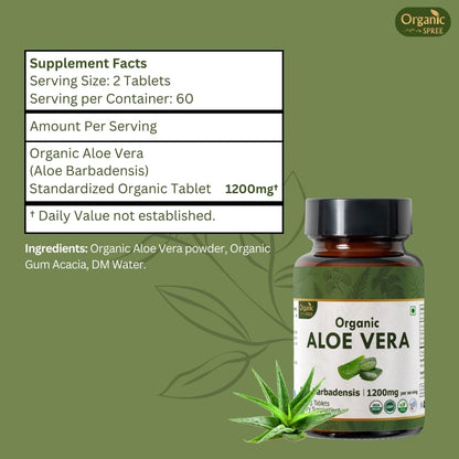 Organic Spree Aloe Vera Tablets | USDA Organic Aloe Barbadensis | Supports Digestion & Skin Health