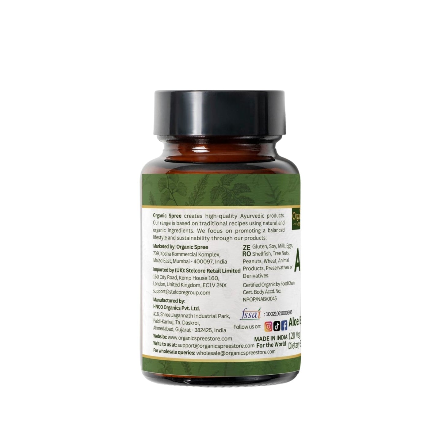 Organic Spree Aloe Vera Tablets | USDA Organic Aloe Barbadensis | Supports Digestion & Skin Health