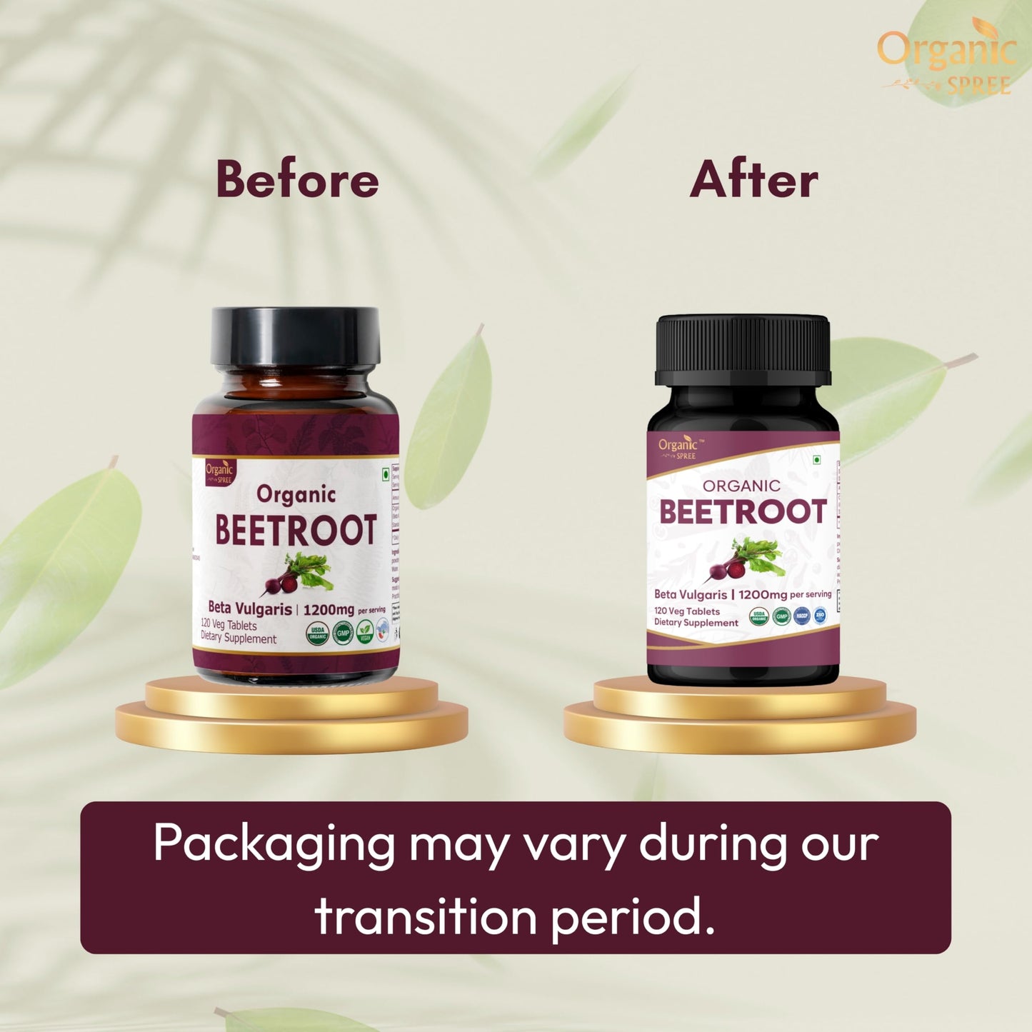 ORGANIC SPREE Beetroot 120 Tablets | Beta Vulgaris (Beetroot) | USDA Organic Certified | Organic and Natural 120tab - Pack of 2