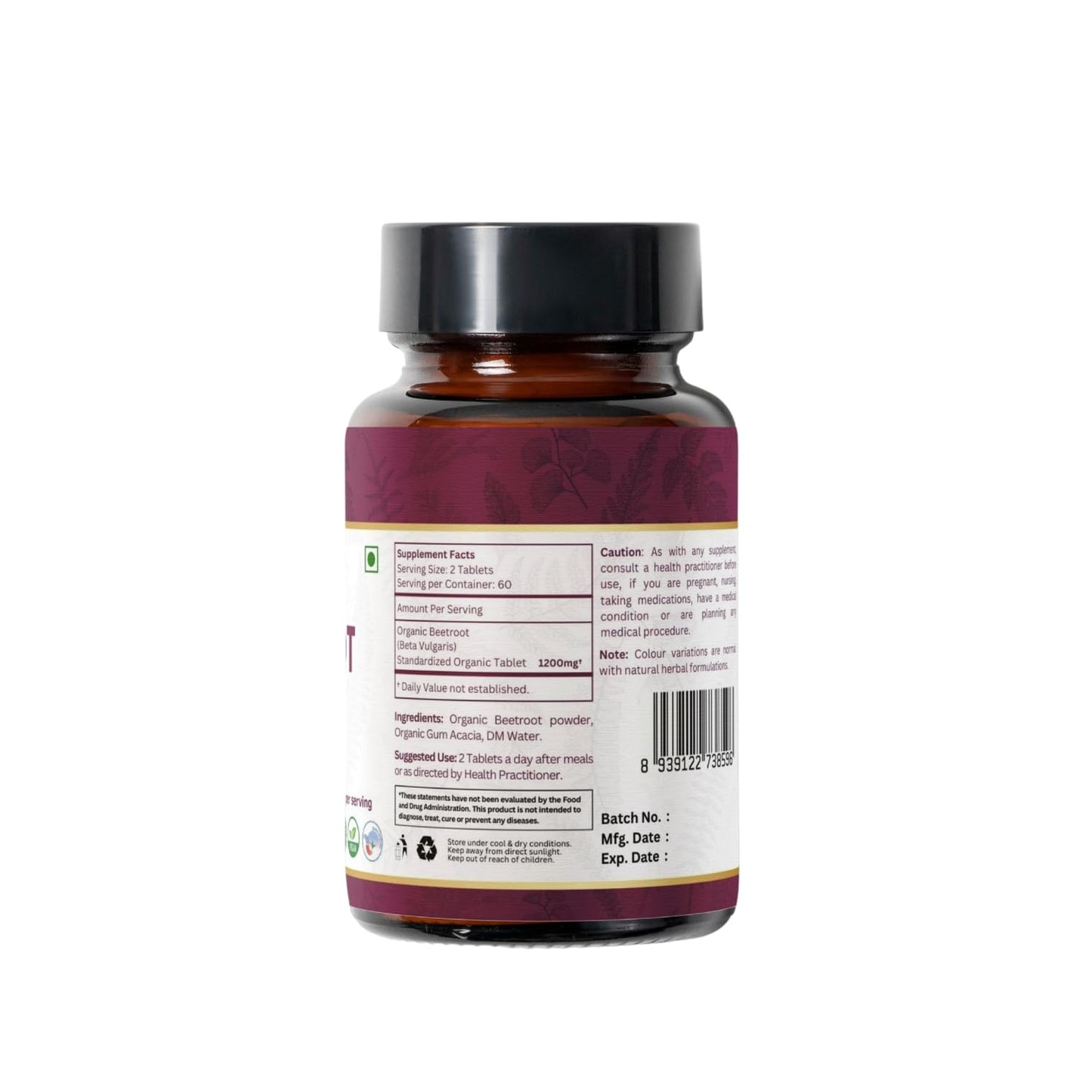 ORGANIC SPREE Beetroot 120 Tablets | Beta Vulgaris (Beetroot) | USDA Organic Certified | Organic and Natural 120tab - Pack of 2