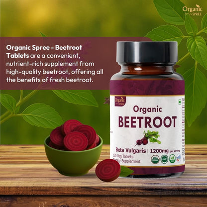 ORGANIC SPREE Beetroot 120 Tablets | Beta Vulgaris (Beetroot) | USDA Organic Certified | Organic and Natural 120tab - Pack of 2