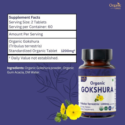 Organic Spree Gokshura 120 Tablets – Tribulus Terrestris | USDA Organic Certified