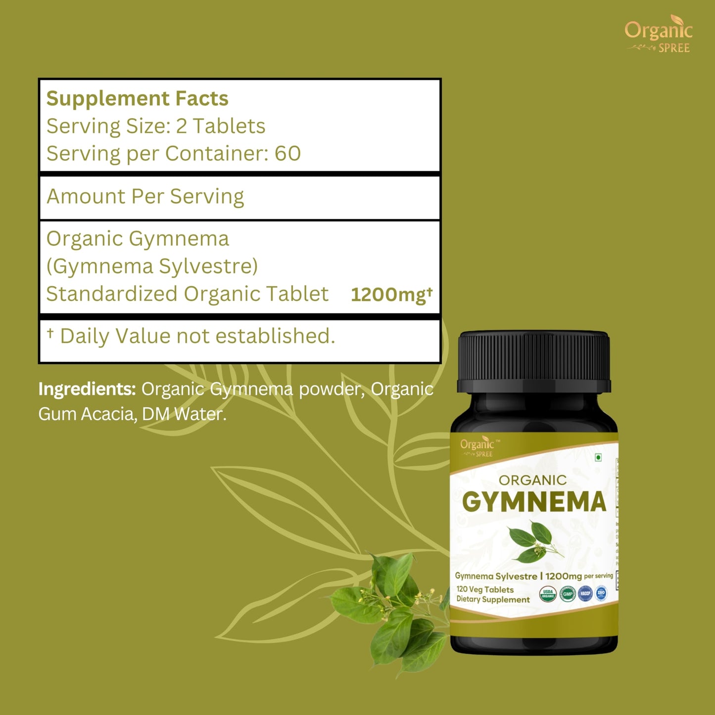 Organic Spree Gymnema 120 Tablets – USDA Organic Gymnema Sylvestre