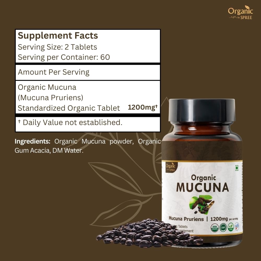 Organic Spree Mucuna 120 Tablets – USDA Organic Mucuna Pruriens