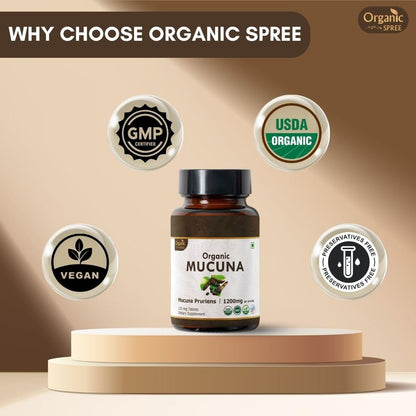 Organic Spree Mucuna 120 Tablets – USDA Organic Mucuna Pruriens