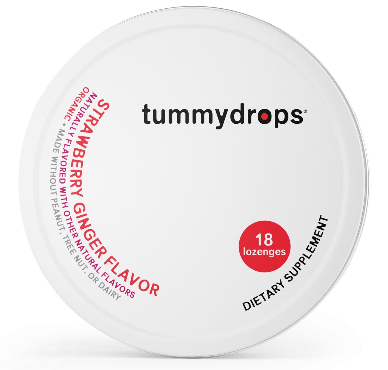 Organic Fresh Strawberry Ginger Tummydrops (Pack of 3 Tins, 54 Lozenges) – Gluten Free & Vegan