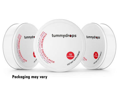 Organic Fresh Strawberry Ginger Tummydrops (Pack of 3 Tins, 54 Lozenges) – Gluten Free & Vegan
