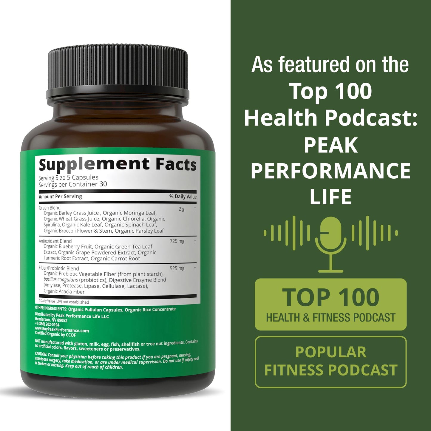 Organic Super Greens 150 Capsules – Green Juice Superfood with 25 Organic Ingredients