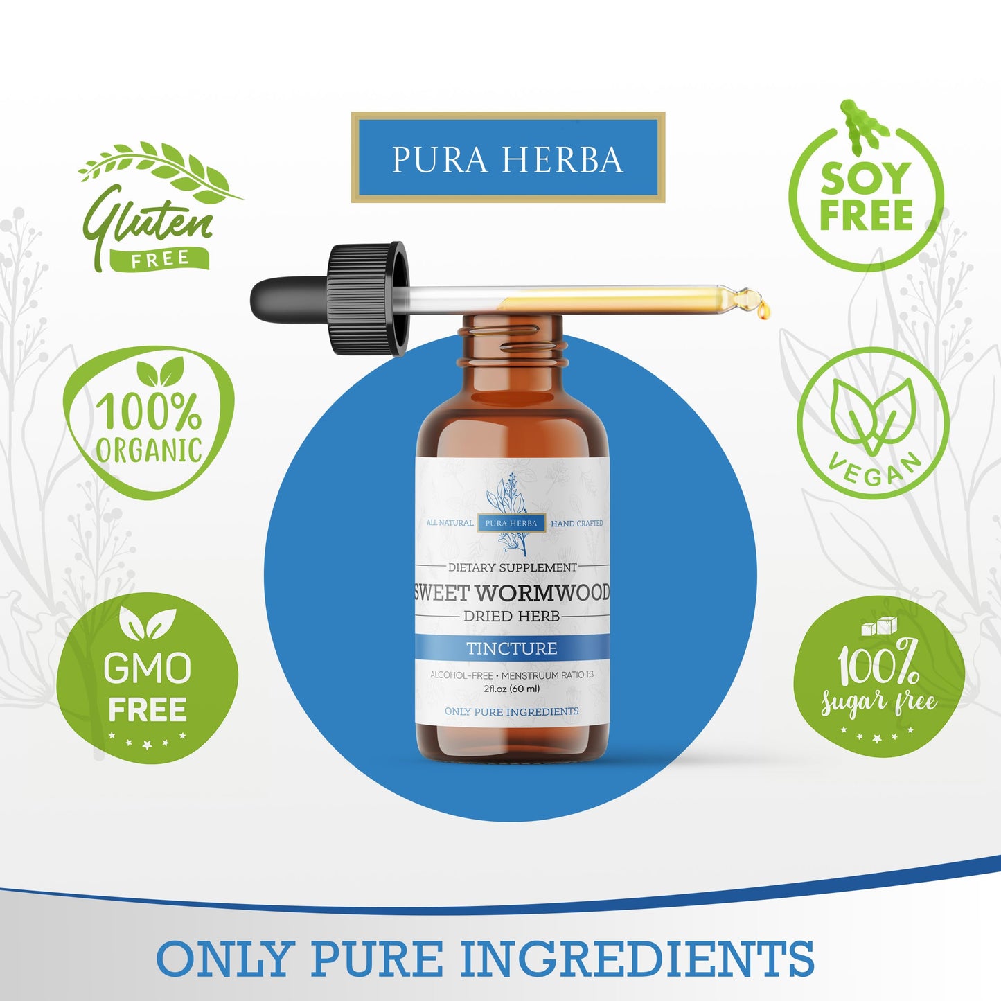 Organic Sweet Wormwood Liquid Drops - Parasite Cleanse & Gut Detox (Vegan, Alcohol-Free, Made in USA, 2 Fl Oz)