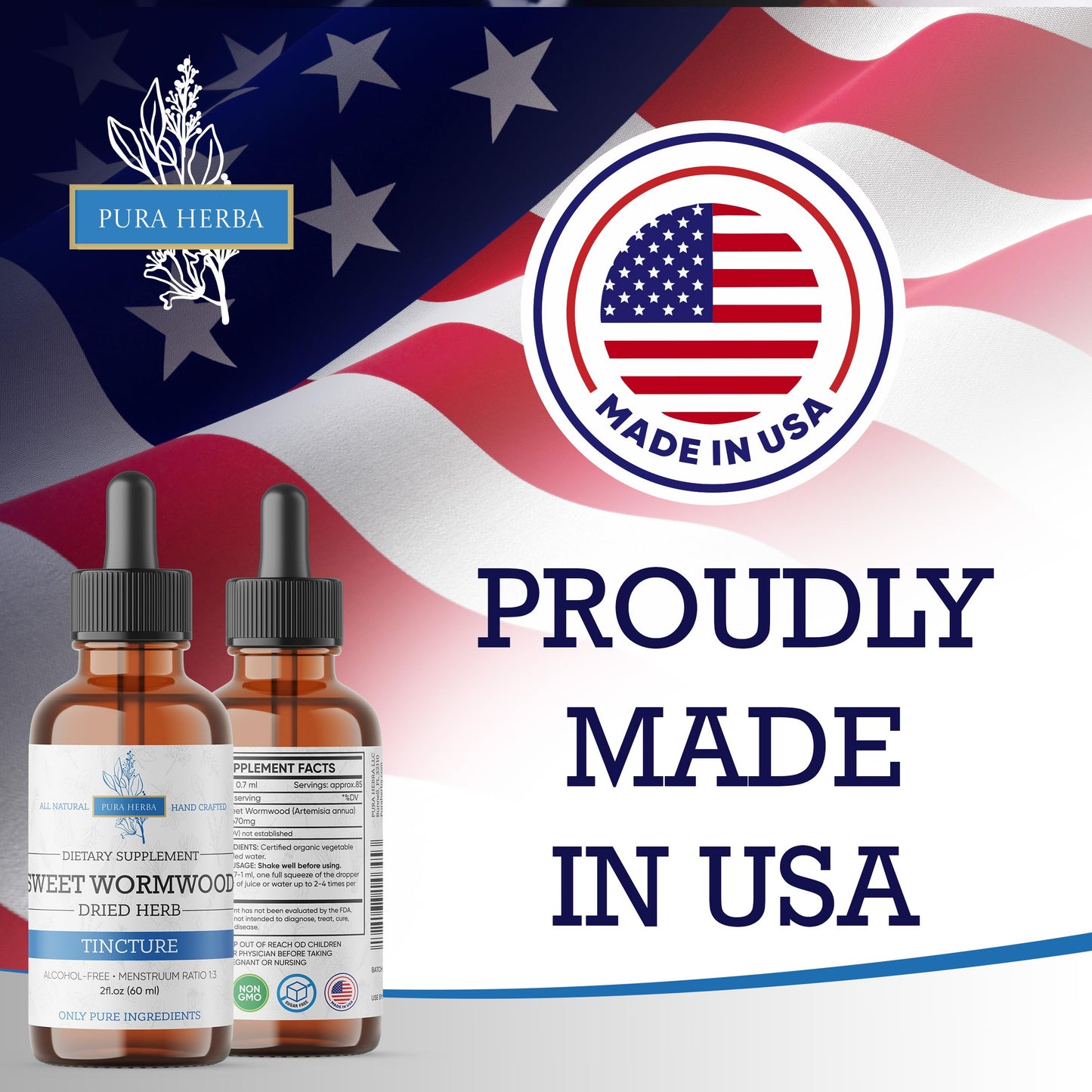 Organic Sweet Wormwood Liquid Drops - Parasite Cleanse & Gut Detox (Vegan, Alcohol-Free, Made in USA, 2 Fl Oz)