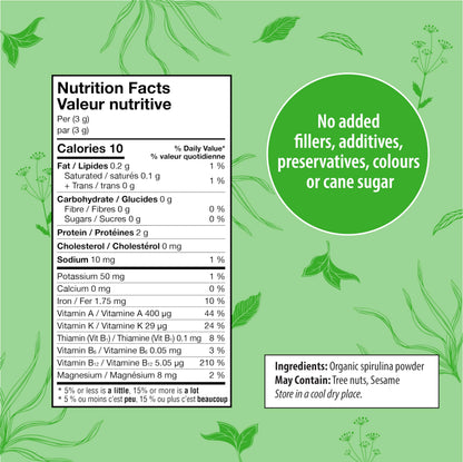 Organic Traditions Spirulina Powder – Organic, Vegan & Non-GMO, 5.3oz (150g) Bag | 50 Servings