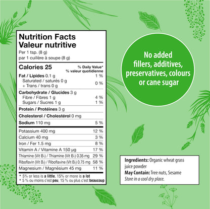 Organic Traditions Wheat Grass Powder - Gluten Free, Vegan, Non-GMO (150g)