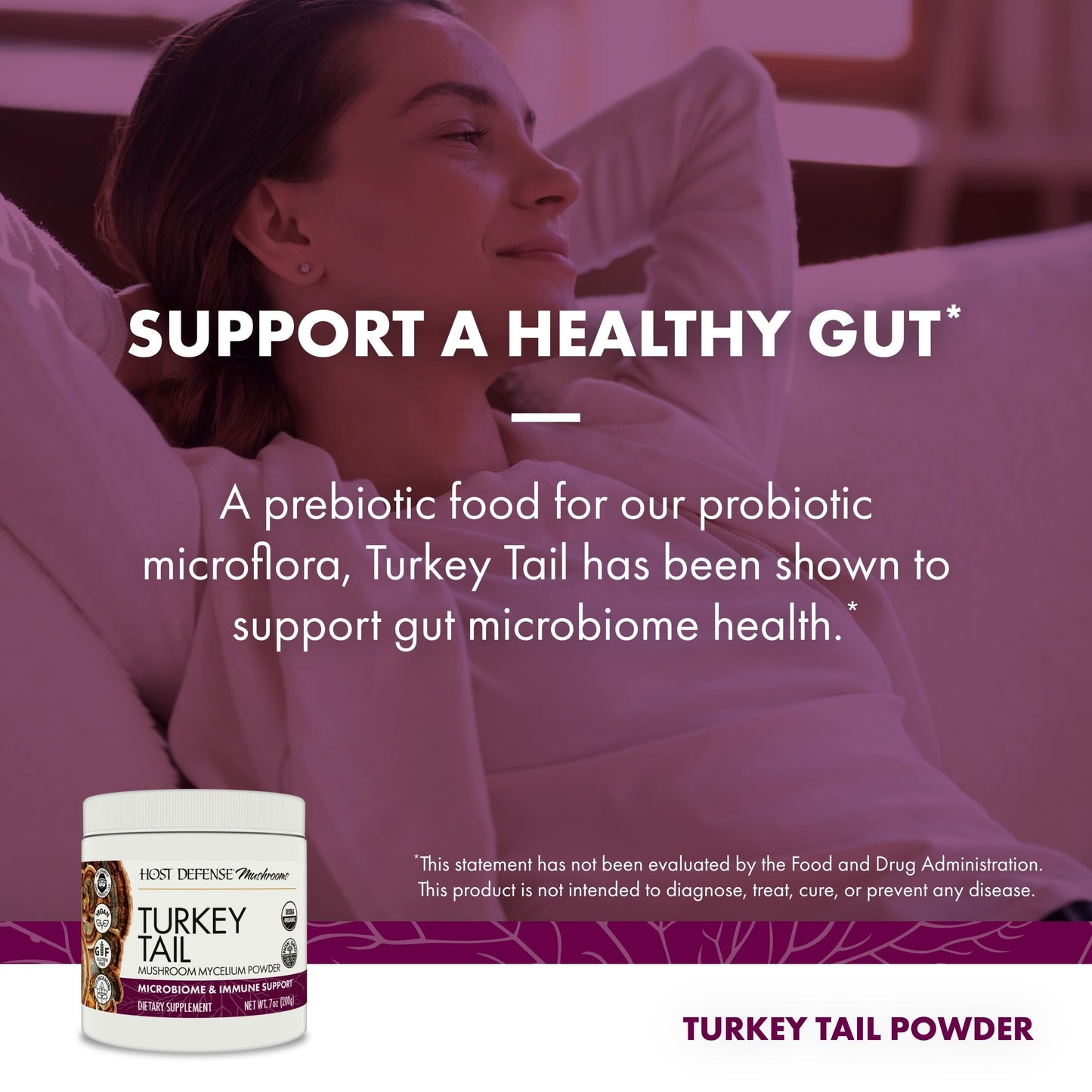 Host Defense Turkey Tail Mushroom Powder – Digestive Health and Immune Support (7 oz)