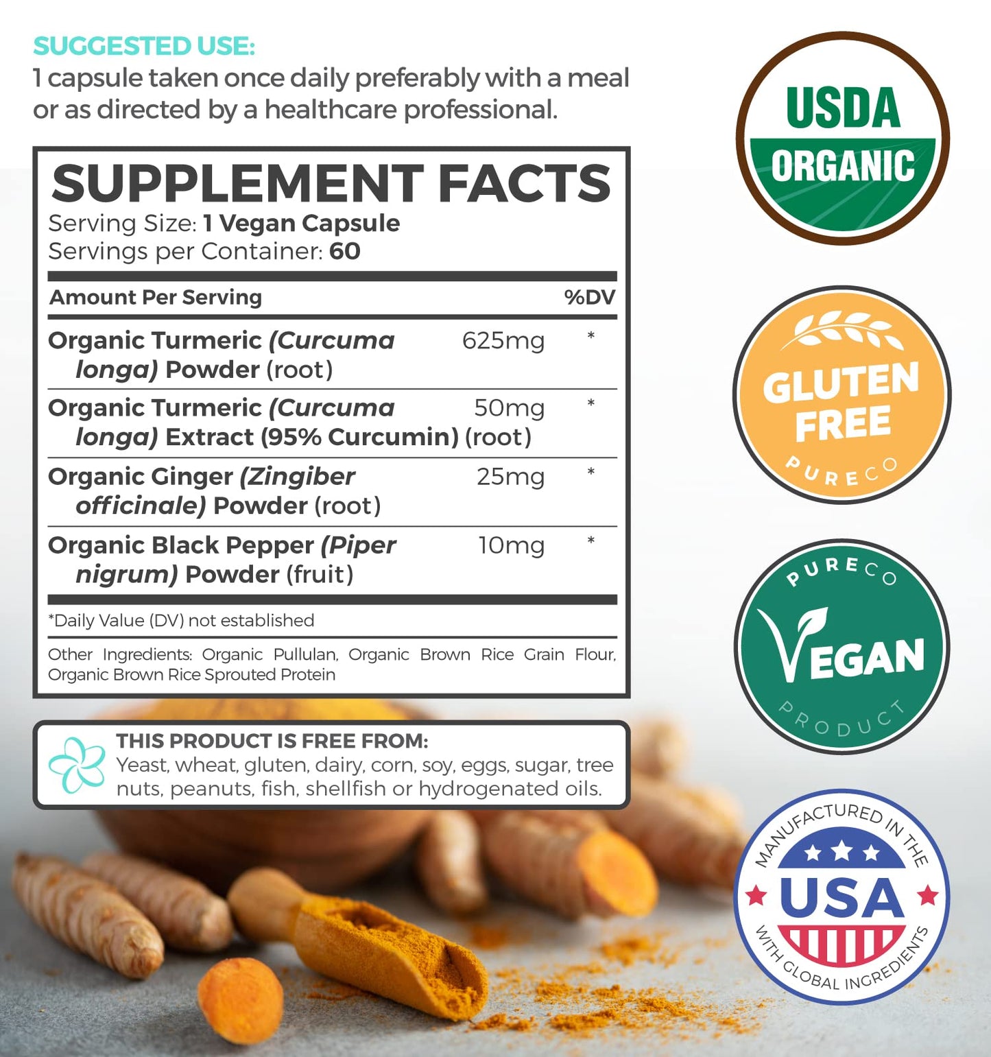 Organic Turmeric Ginger Black Pepper – High Potency Curcumin