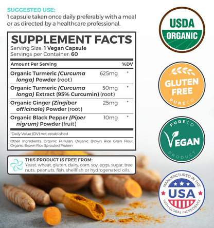 Organic Turmeric Ginger Black Pepper – High Potency Curcumin