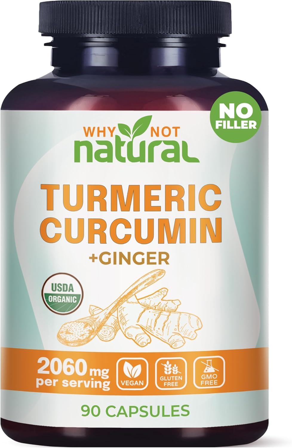 Organic Turmeric Curcumin Capsules with Ginger and Black Pepper - Tumeric