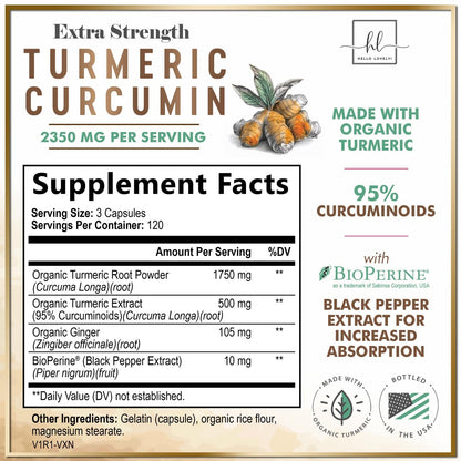 Turmeric Curcumin 95% Curcuminoids, 1750mg with BioPerine | Vegan, Non-GMO, 360 Capsules | USA Bottled