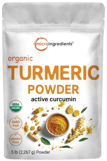 Organic Turmeric Powder 5 lbs | Rich in Curcumin | Non-GMO & Vegan | India Origin