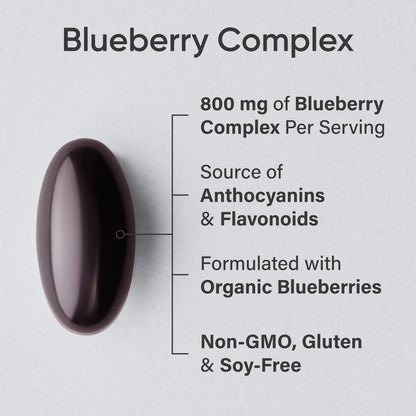 Sports Research Blueberry Capsules – Organic Blueberries with Organic Extra Virgin Olive Oil, Non-GMO & Gluten Free, 60 Liquid Softgels
