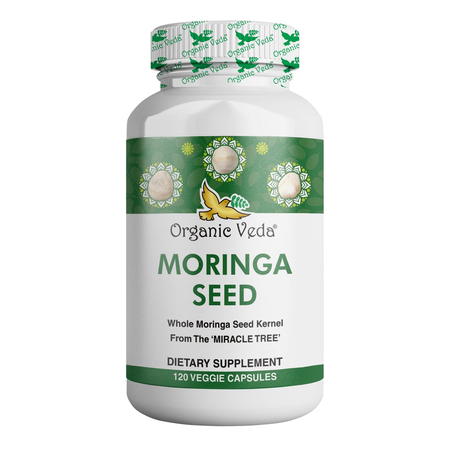 Organic Veda Moringa Seed Capsules – 1000 mg Moringa Seed Powder & Oil, 120 ct