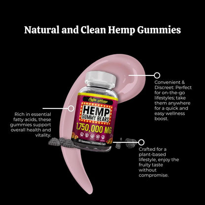 Organic Hemp Gummies Neuropathy Support - Vegan High Potency Hemp Oil, Omega 3-6-9, Vitamin B2 Made in USA