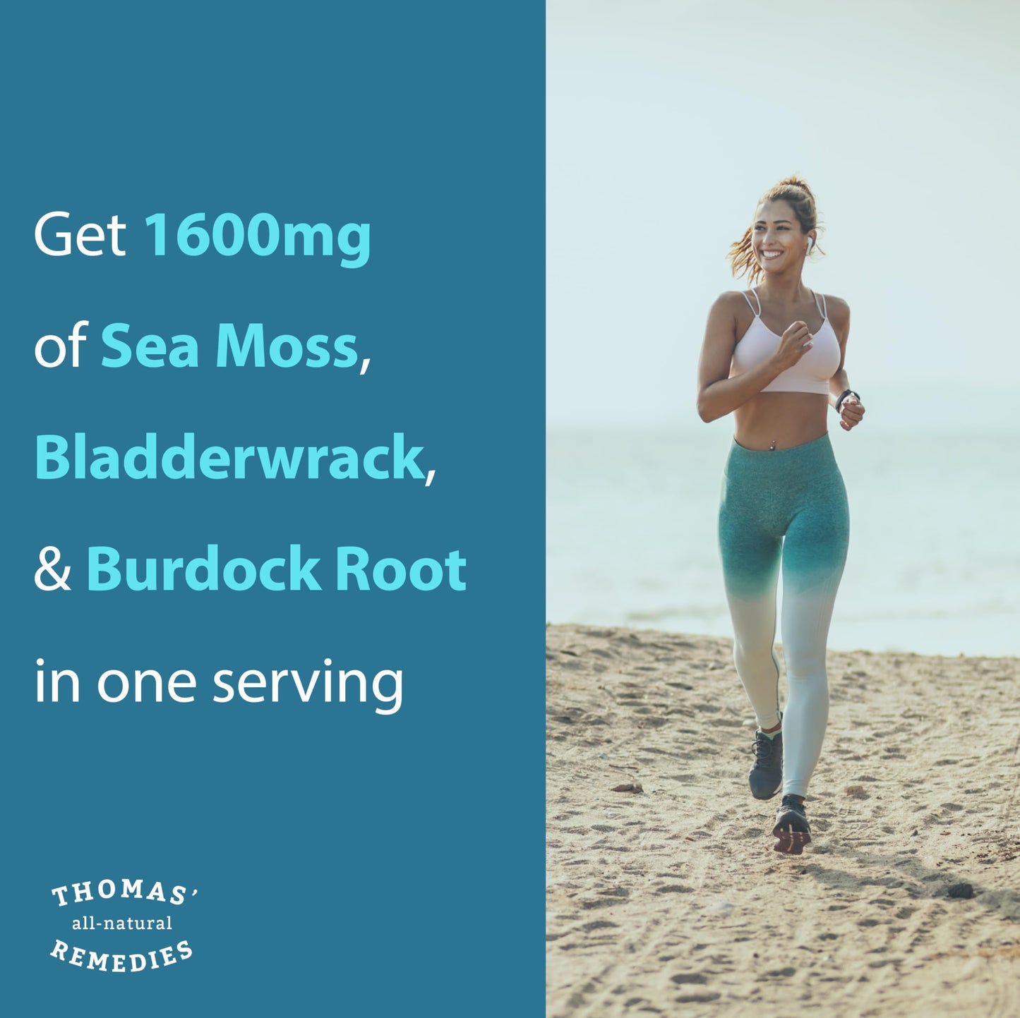 Thomas' All-Natural Irish Sea Moss Capsules with Bladderwrack & Burdock Root – Organic Sea Moss Pills (120)