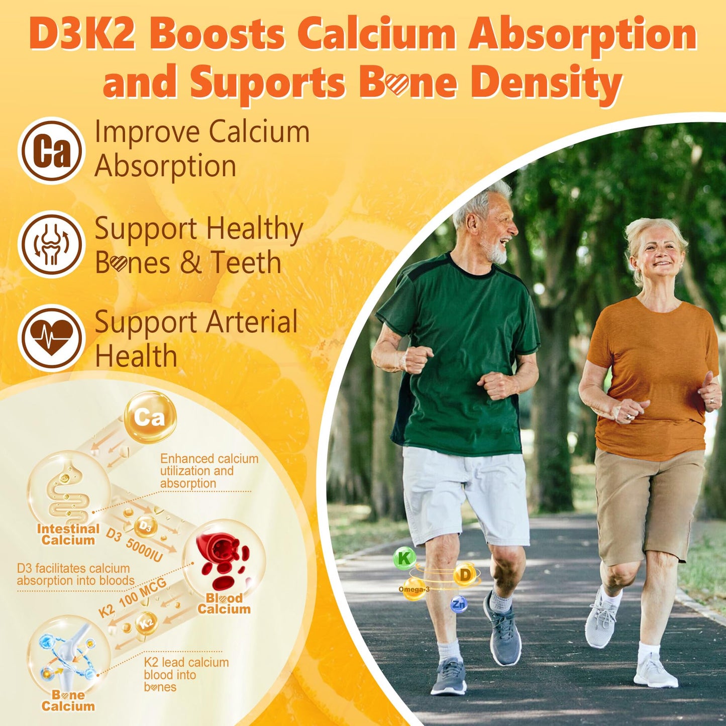 Vitamin D3 K2 Gummies 5000/10000IU with Omega-3 & MK-7 – Bone & Immune Support