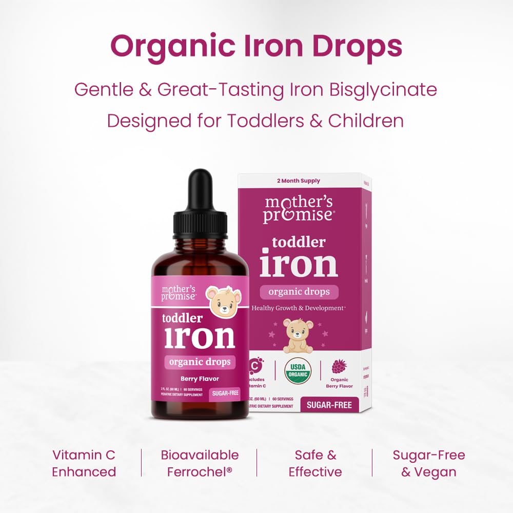 Organic Iron Drops for Kids – Sugar-Free Berry Ferrochel® with Vitamin C
