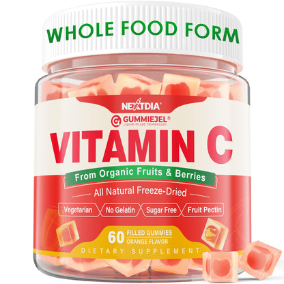 Organic Vitamin C Gummies 120mg for Adults – Sugar Free, Vegan, 60 Count