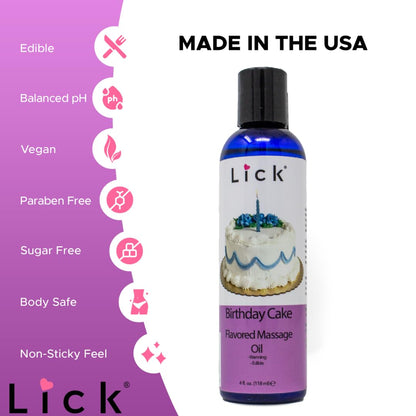 Birthday Cake Flavored Massage Oil – 4 oz | Aromatherapy Vitamin E Skin Moisturizing Oil