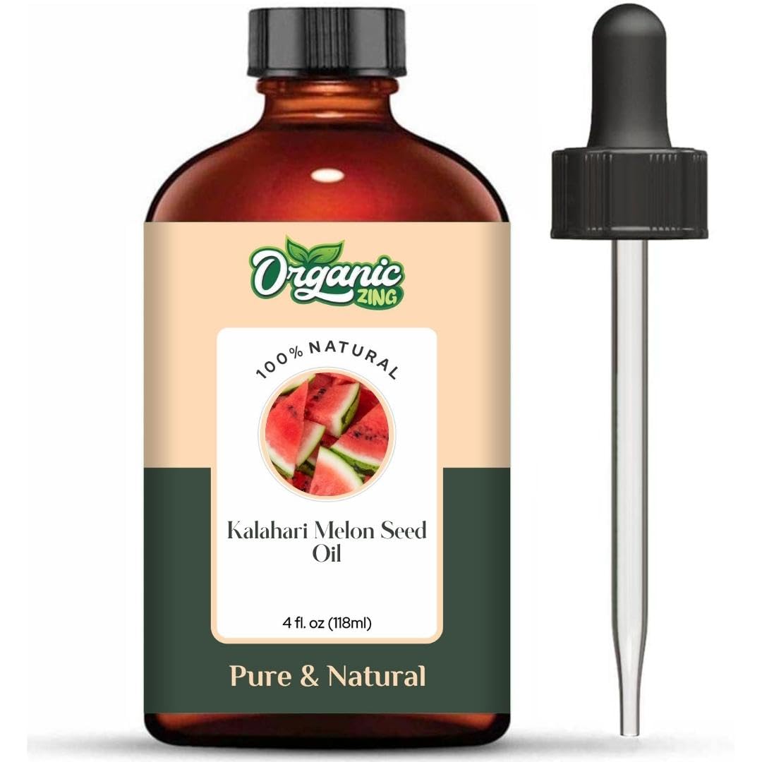 Organic Zing Kalahari Melon Seed Oil | Pure Carrier Oil for Skincare, Haircare & Massage - 118ml