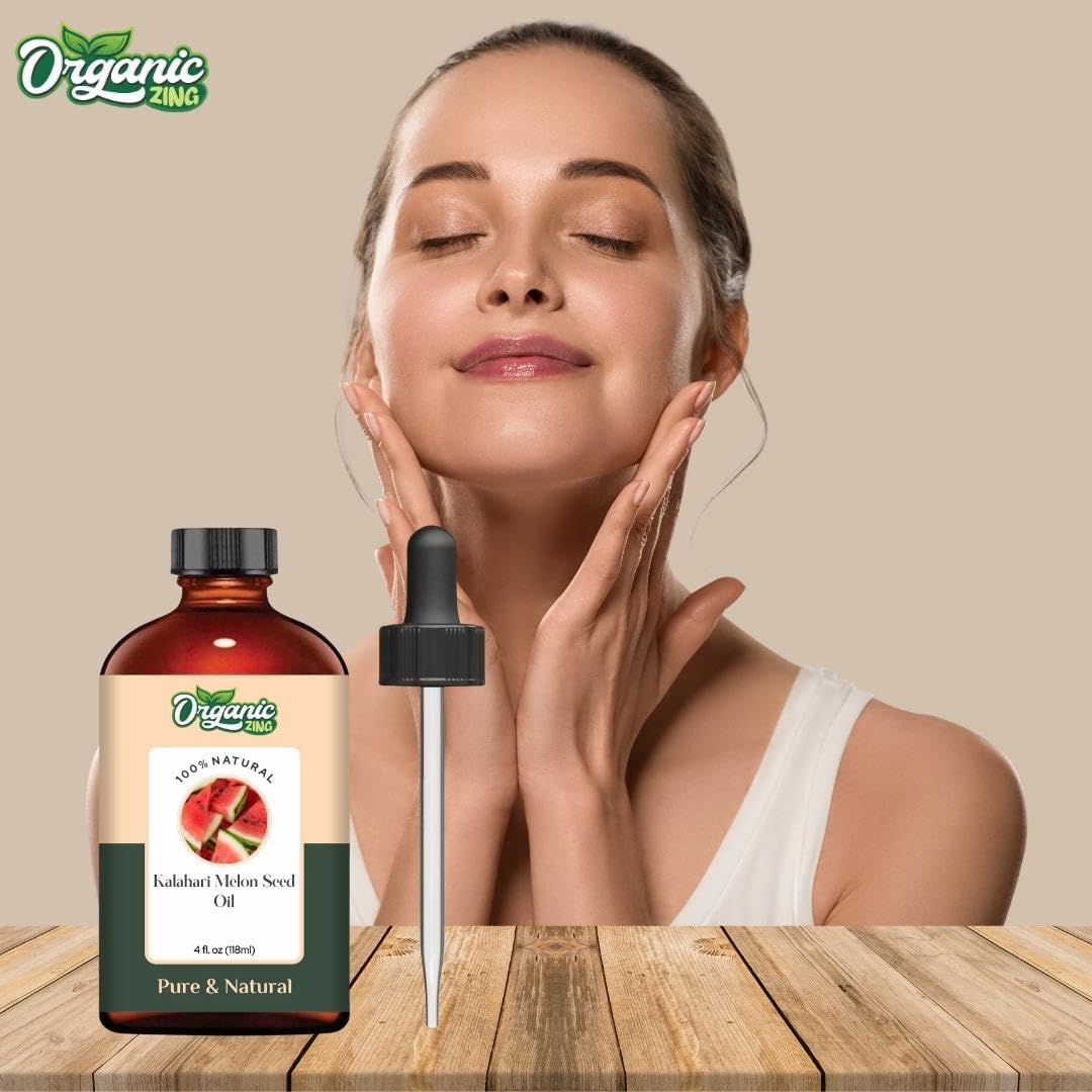 Organic Zing Kalahari Melon Seed Oil | Pure Carrier Oil for Skincare, Haircare & Massage - 118ml