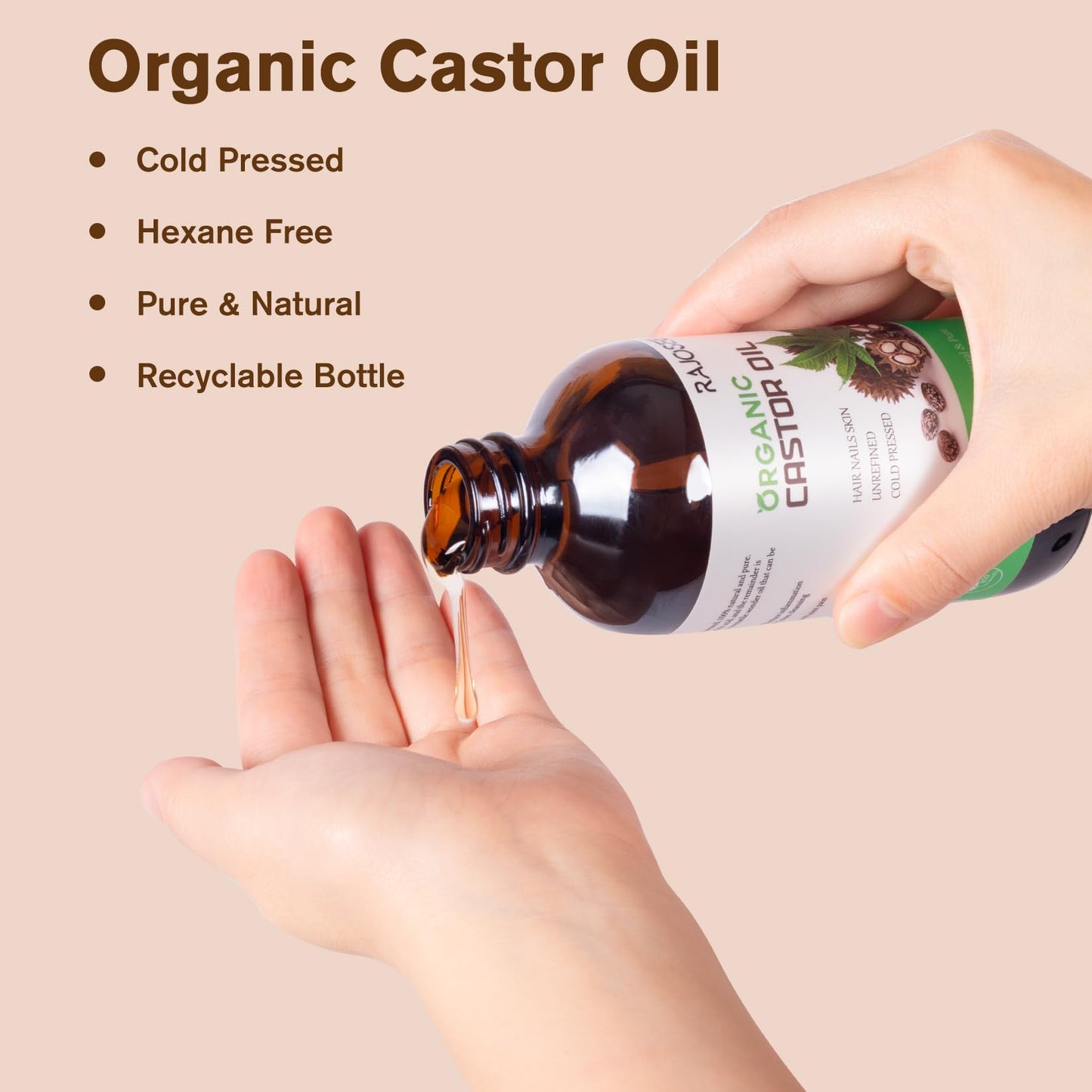 32Pcs Castor Oil Pack Set – Organic Cold-Pressed Castor Oil (8oz) Glass Bottle