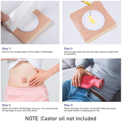 30Pcs Disposable Castor Oil Belly Button Patches – Self-Adhesive, Organic Cold-Pressed Oil in Amber Glass 2.04oz