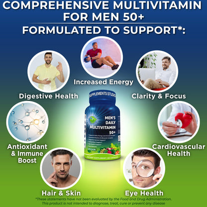 Men's Daily Multivitamin 50+ - Vegan Methylated Multivitamin for Men 50+