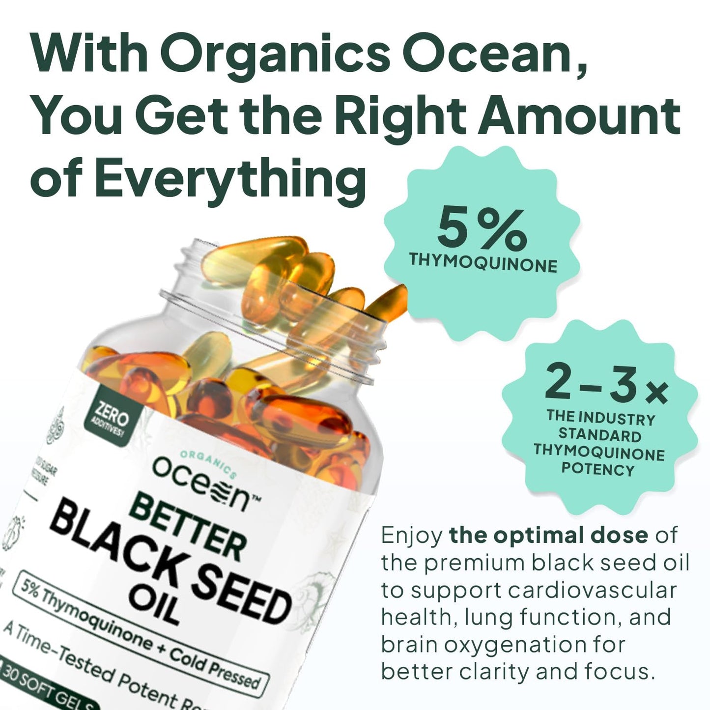 Organics Ocean Better Black Seed Oil – 5% Thymoquinone, Immune Support