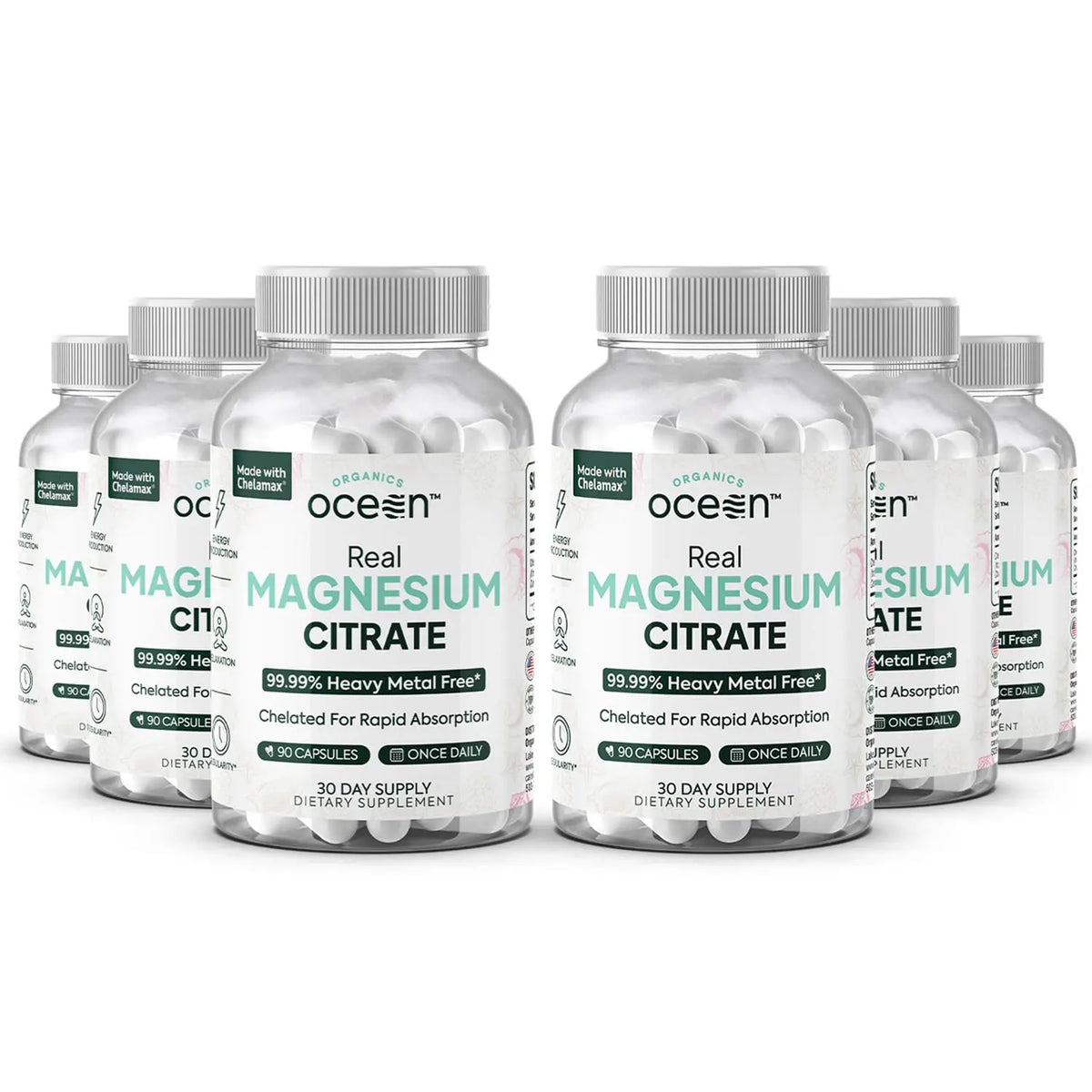 Organics Ocean Real Magnesium Citrate – High-Absorption Chelated Magnesium for Energy, Relaxation, and Regularity – 6 Pack BritishVita | Premium UK Vitamins & Wellness Supplements