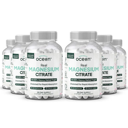 Organics Ocean Real Magnesium Citrate – High-Absorption Chelated Magnesium for Energy, Relaxation, and Regularity – 6 Pack BritishVita | Premium UK Vitamins & Wellness Supplements