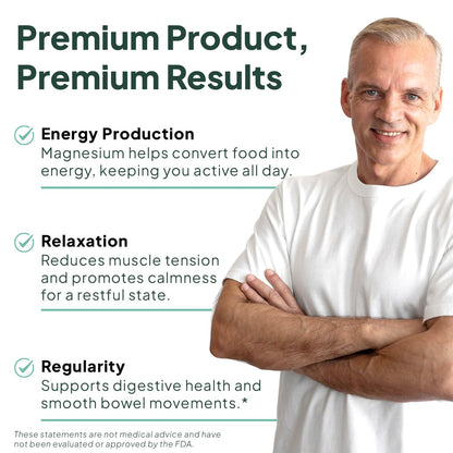 Organics Ocean Real Magnesium Citrate - High-Absorption Chelated Magnesium for Energy, Relaxation & Regularity